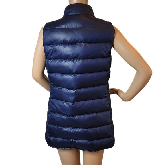 Roots Canada duck down/feathers navy blue long puffer vest. Women's size small. - Picture 14 of 16